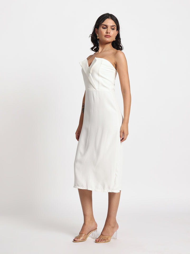 Radiance White Embellished Offshoulder Dress