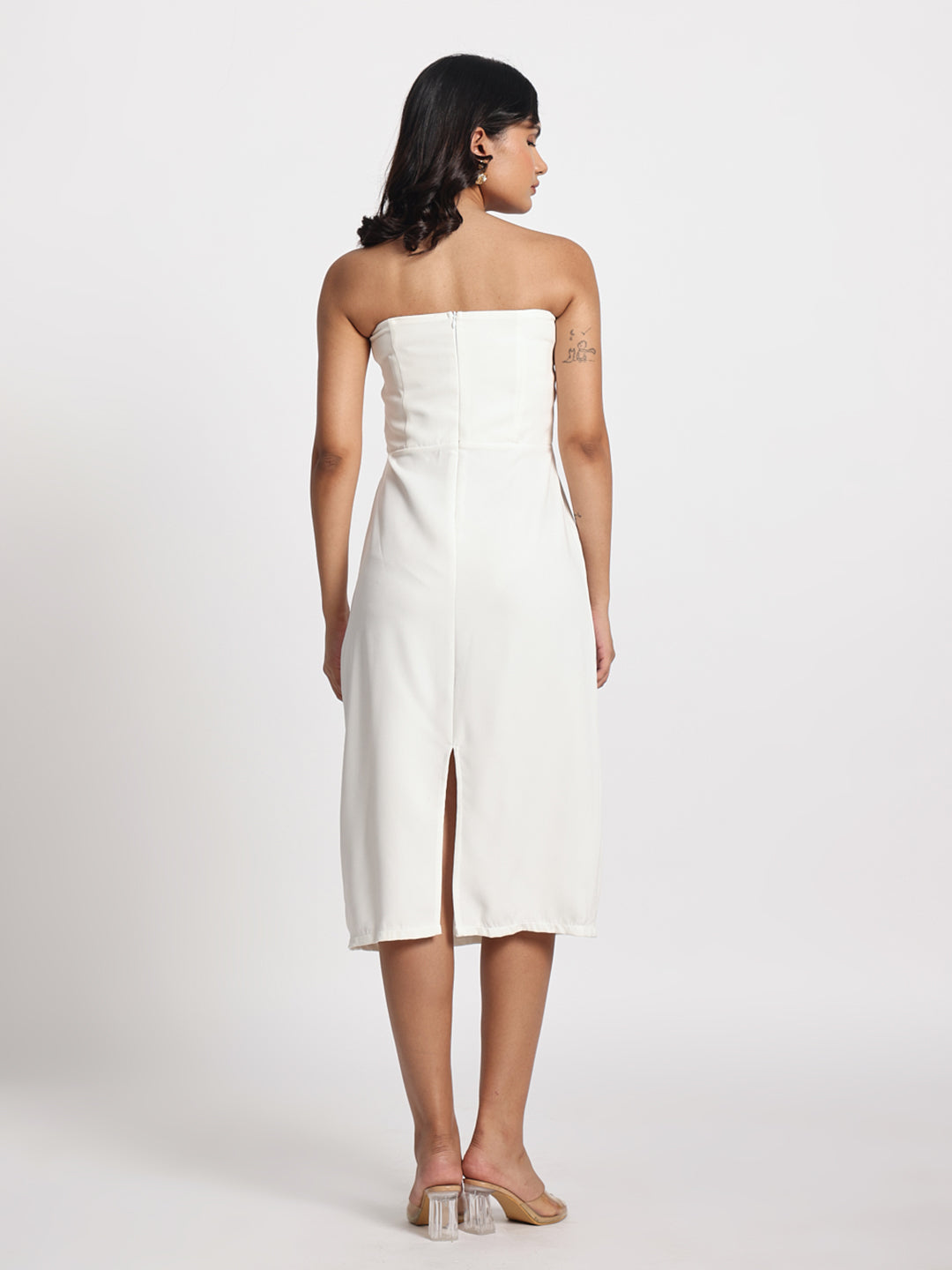 Radiance White Embellished Offshoulder Dress