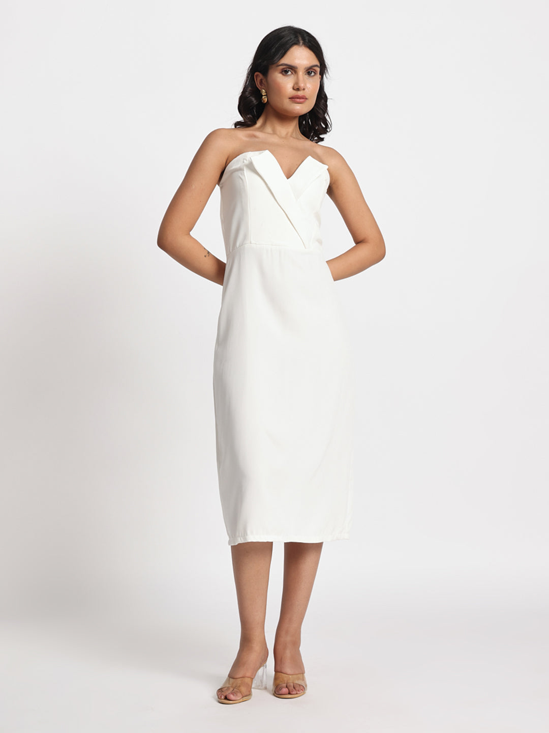 Radiance White Embellished Offshoulder Dress