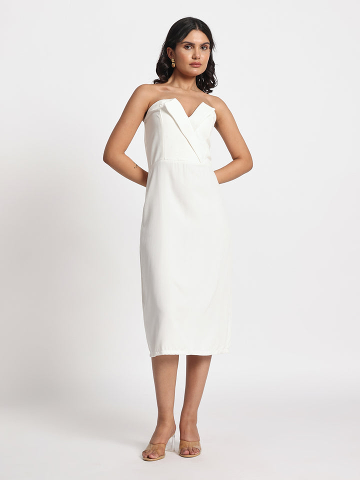 Radiance White Embellished Offshoulder Dress