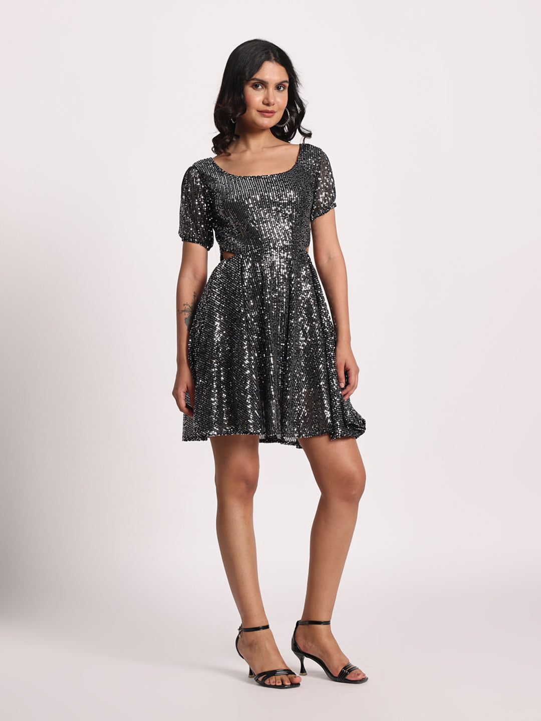 The "Midnight Sparkle" Sequin Cut-Out Dress