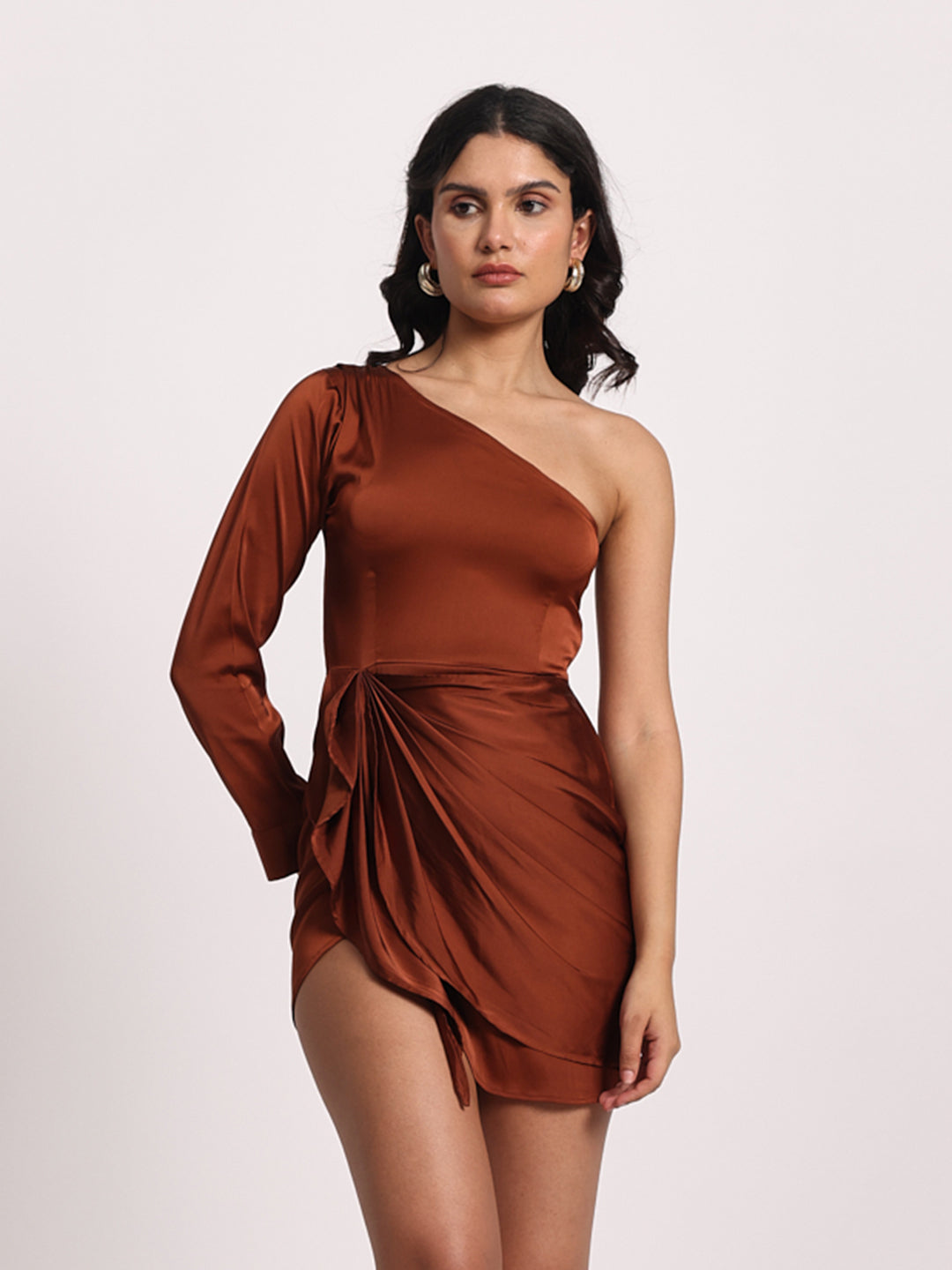 The "Amber Charm" One-Shoulder Mini Dress