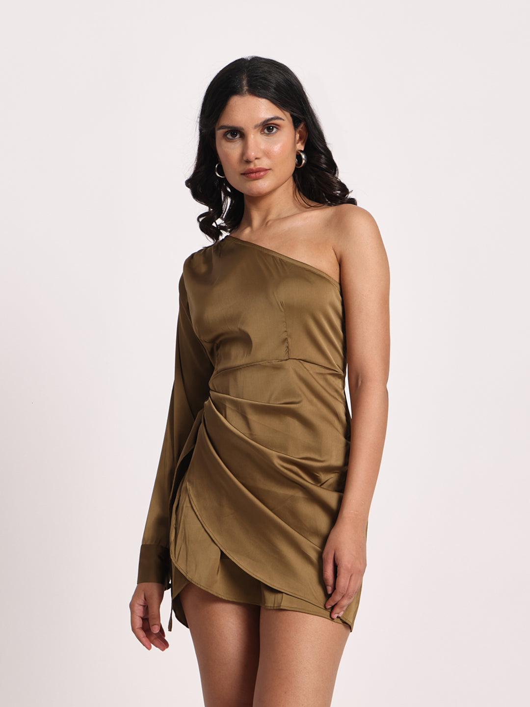 The "Satin Allure" One-Shoulder Mini Dress