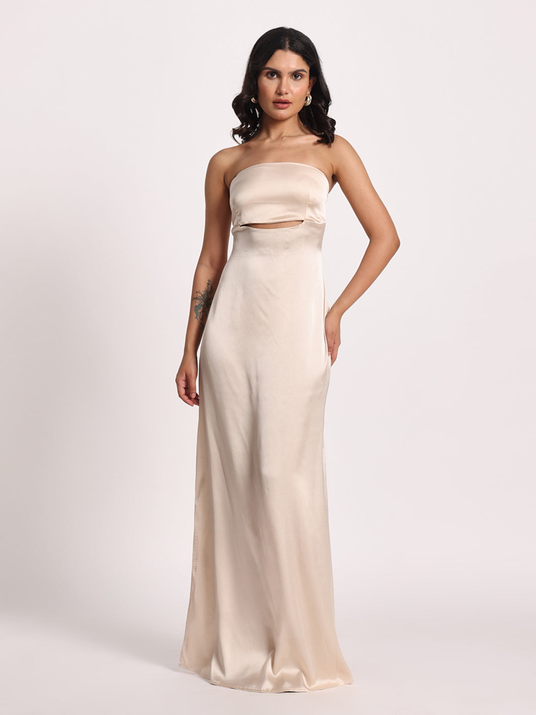 Ivory Whisper Satin Cutout Gown
