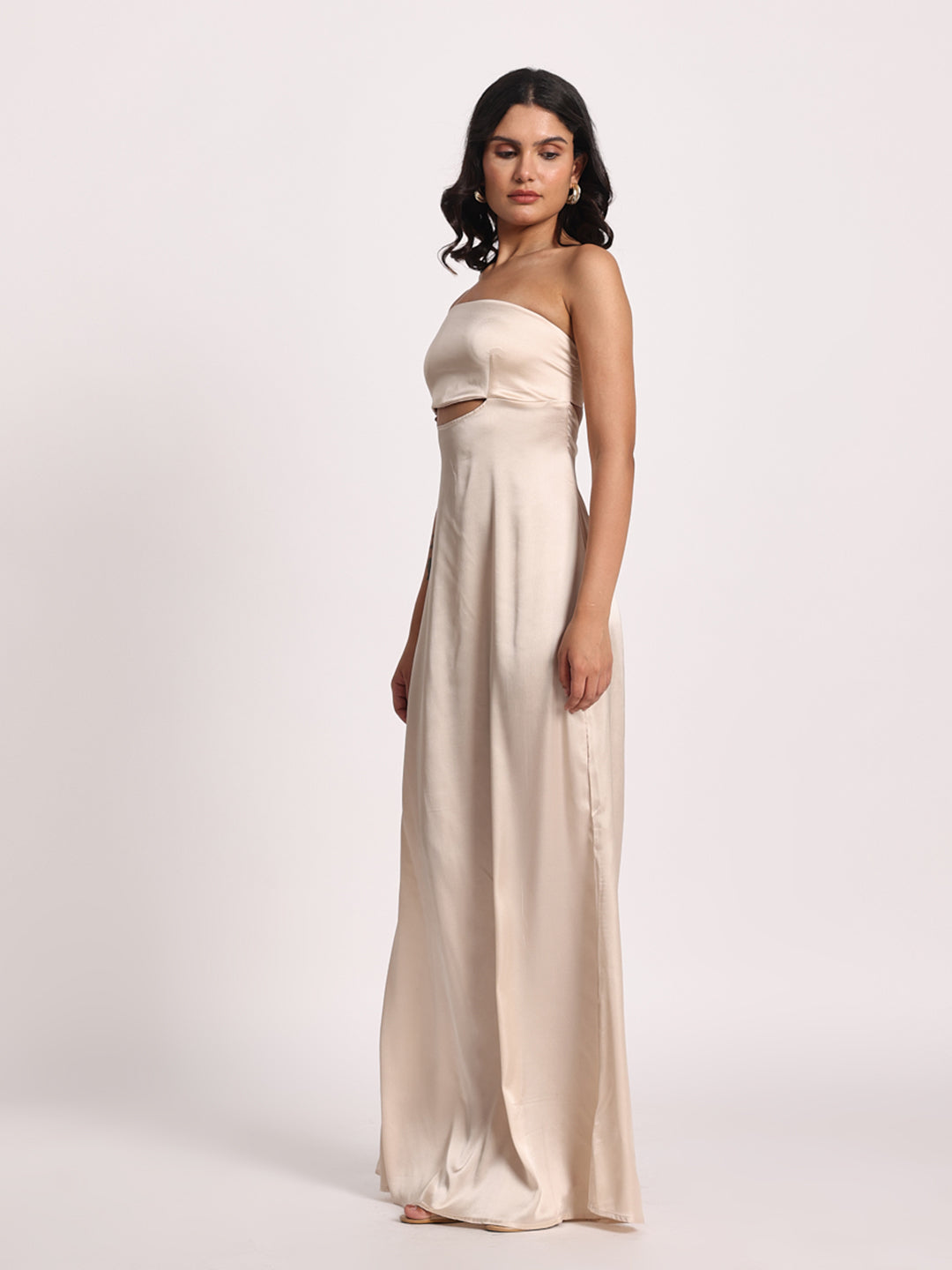 Ivory Whisper Satin Cutout Gown