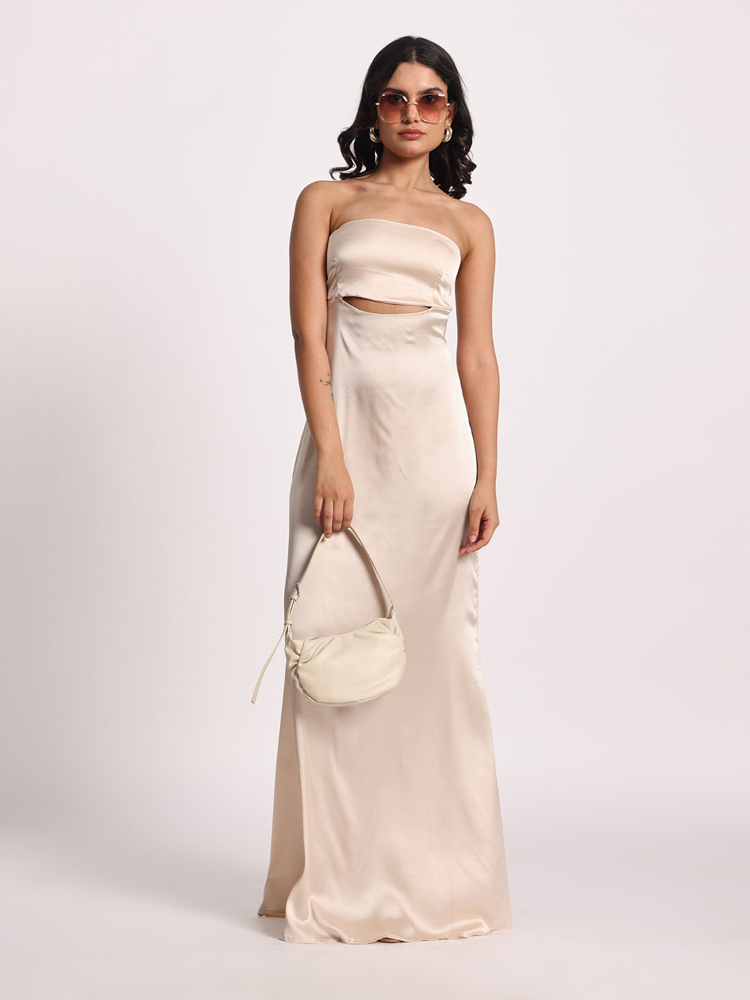 Ivory Whisper Satin Cutout Gown