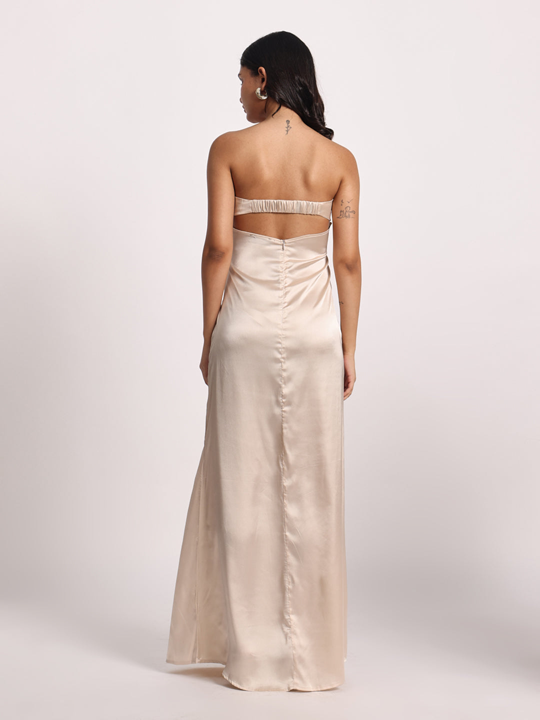 Ivory Whisper Satin Cutout Gown