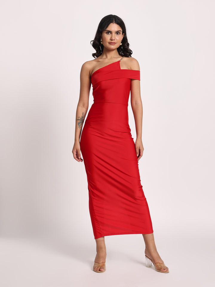 Scarlet Siren One-Shoulder Bodycon Dress